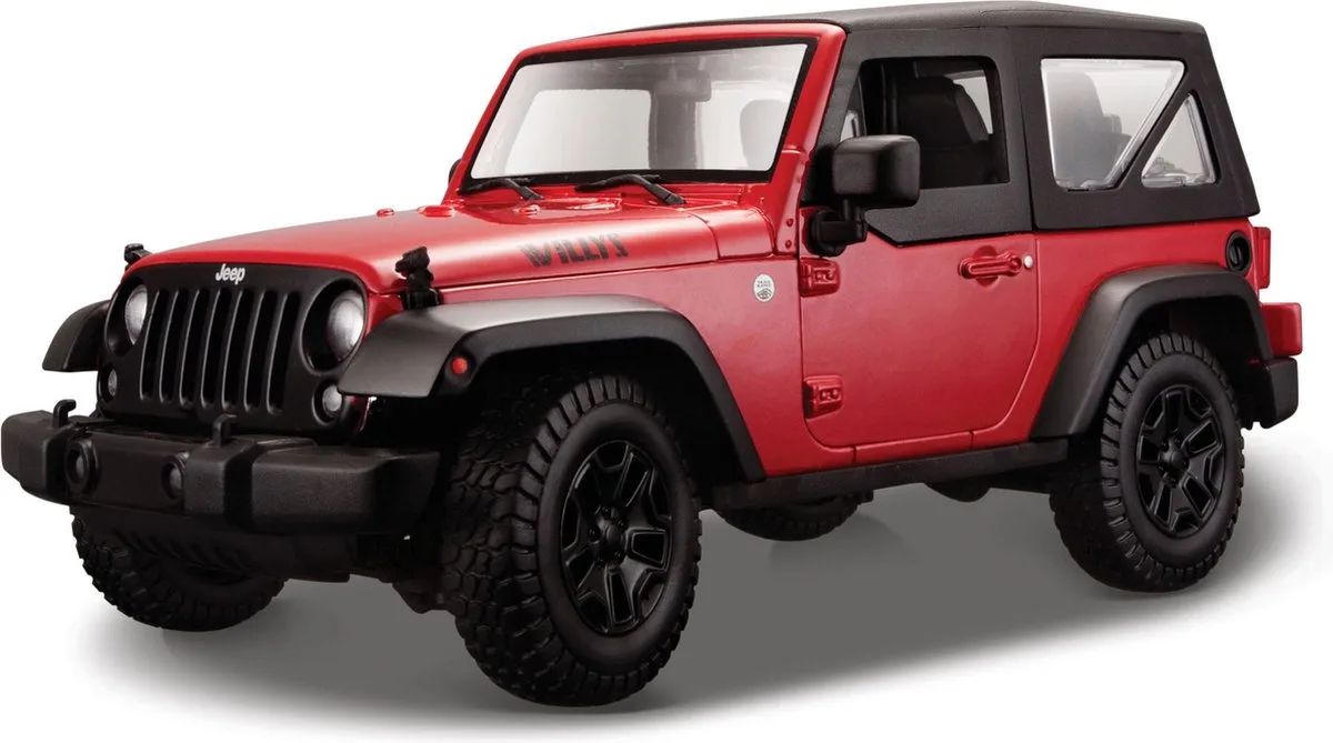 Jeep Wrangler - Modelauto - Schaal 1:18 van Maisto in Rood, Zwart – productfoto