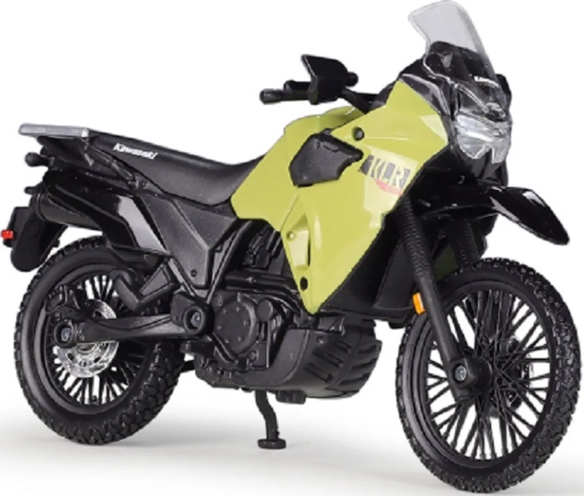 Kawasaki KLR 650 Model 1:18 - Beż/Groen, Met Standaard de Maisto en Beige, Vert – photo du produit