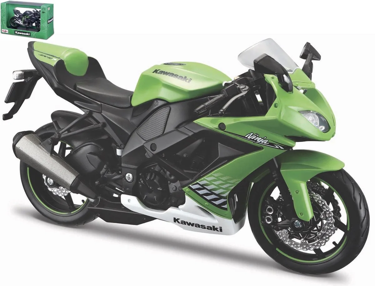Kawasaki Ninja Zx-10R - Modelauto - Schaal 1:12 de Maisto en Vert, Blanc, Noir – photo du produit