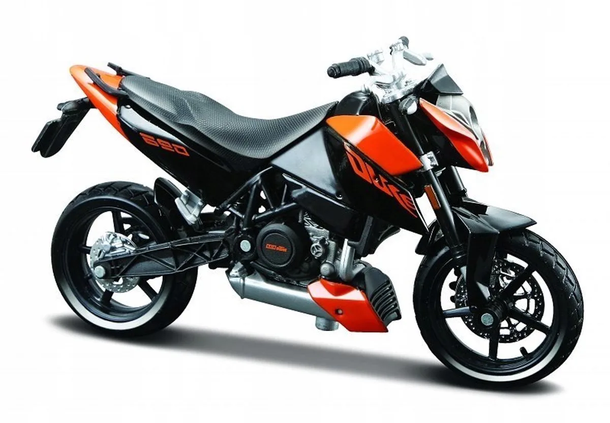 KTM 690 Duke Schaalmodel 1:18 - Zwart/Oranje de Maisto en Noir – photo du produit