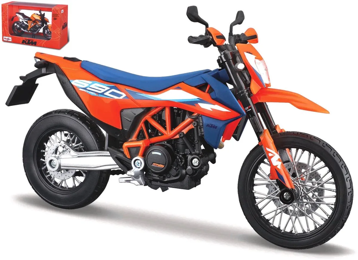 KTM 690 - Modelauto - Schaal 1:12 de Maisto en Orange, Bleu, Blanc – photo du produit