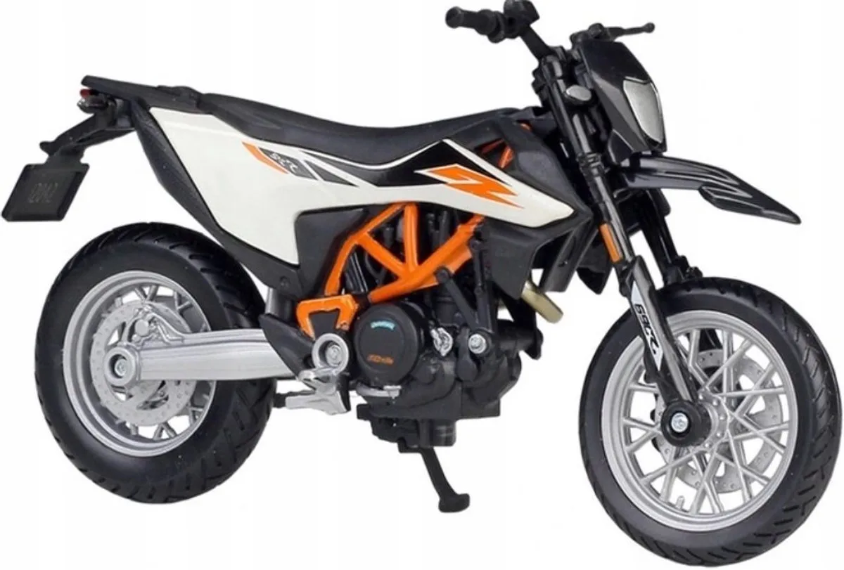 KTM 690 SMC R Motorfiets Model 1:18 - Zwart/Oranje de Maisto en Noir – photo du produit