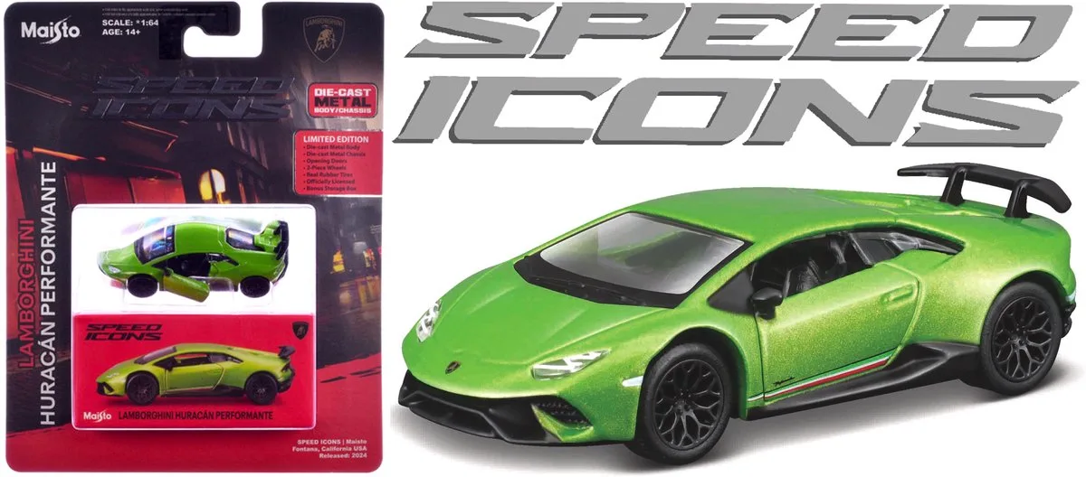 Lamborghini Huracan - Modelauto - Schaal 1:64 van Maisto in Groen – productfoto