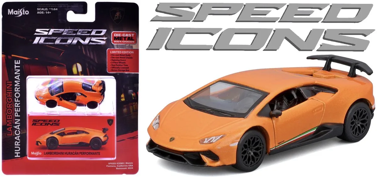 Lamborghini Huracan - Modelauto - Schaal 1:64 van Maisto in Oranje – productfoto