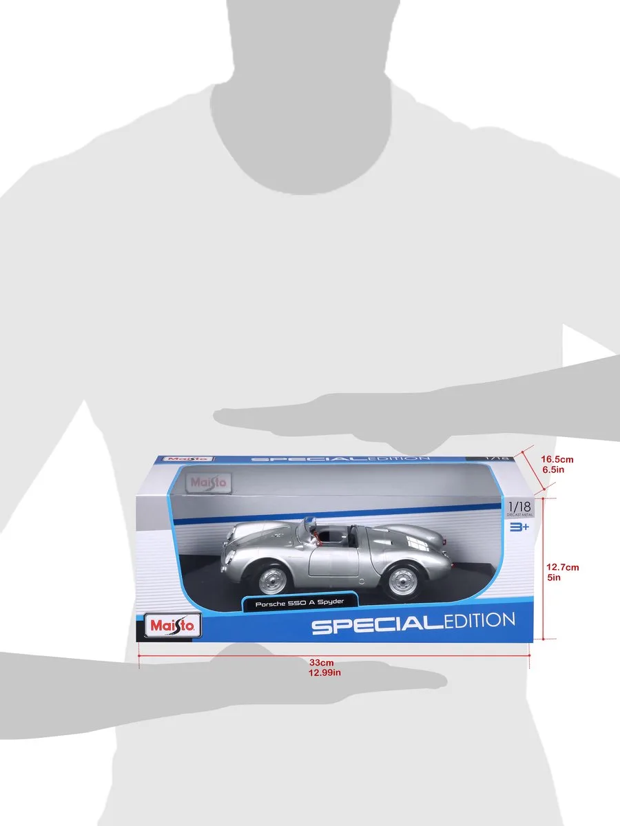 Maisto 1/18 Porsche 550 Spyder - 1953 de Maisto en Zilvergrijs metallic – photo du produit