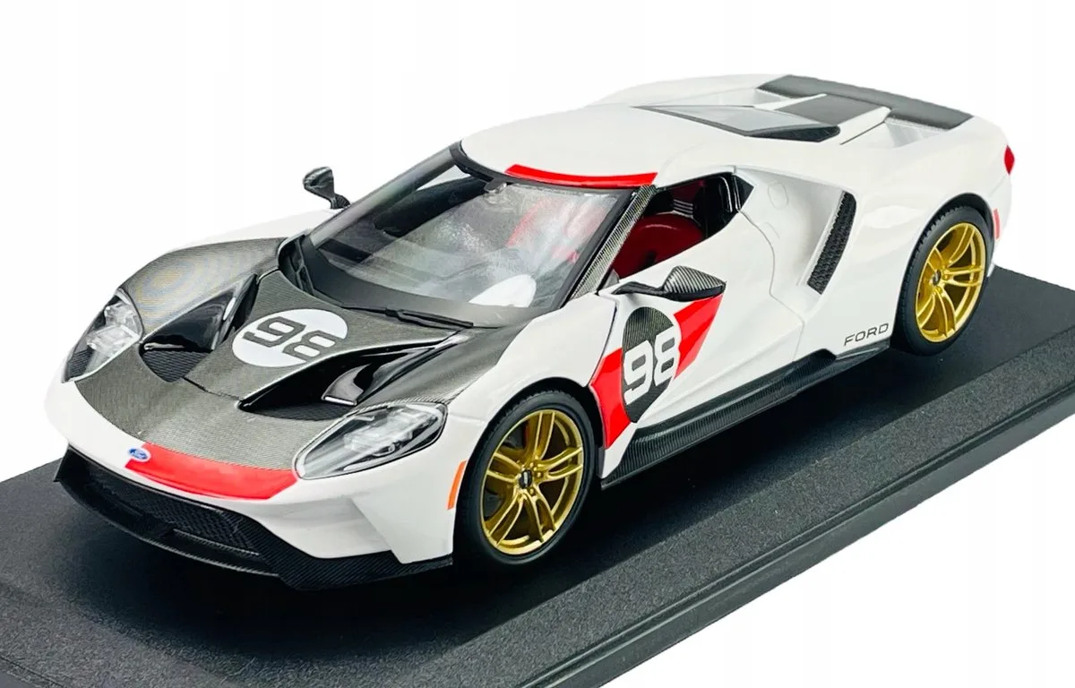 Maisto 2021 Ford GT Heritage Edition Wit Metaal 1:18 Model Auto van Maisto in Goud – productfoto