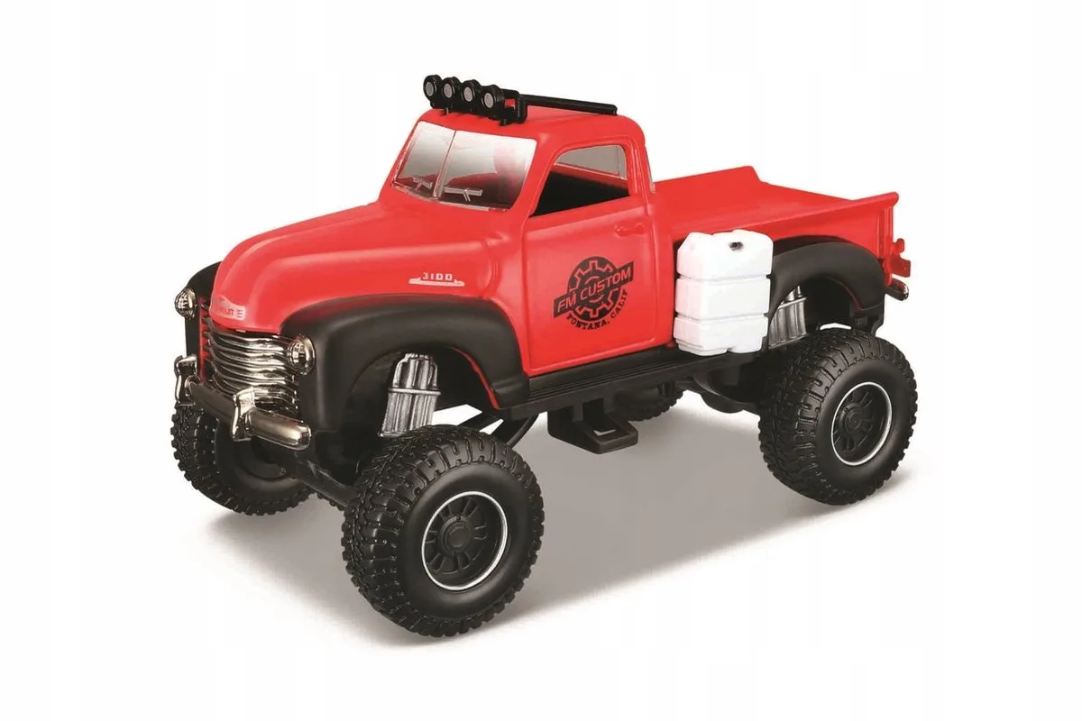 Maisto 4x4 Rebels Chevrolet Pickup 1953 - Modelauto 114mm de Maisto en Rouge – photo du produit