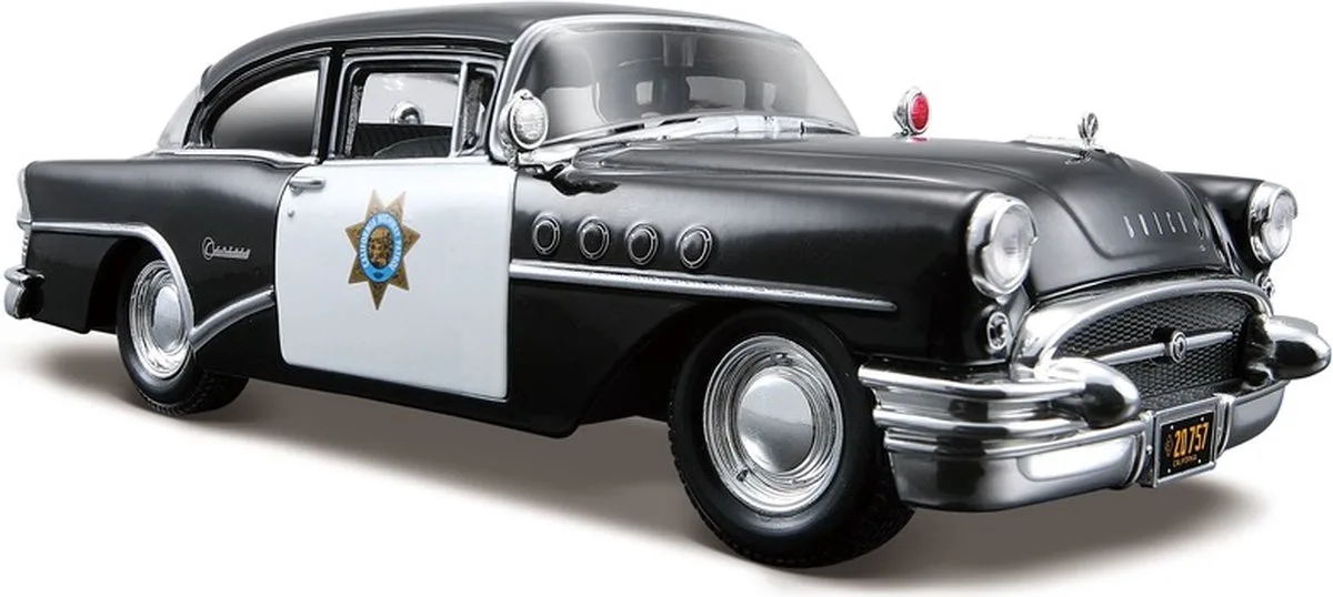 Modelauto Buick Century - politieauto - 1955 - schaal 1:24 - schaalmodel auto de Maisto en Noir – photo du produit