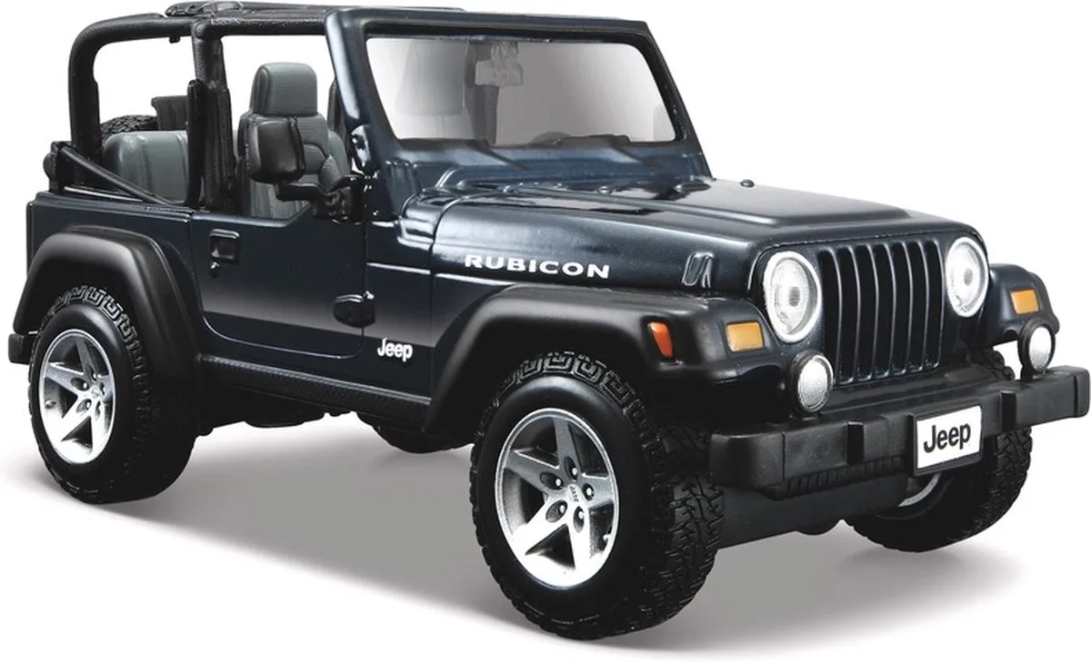 Modelauto - Jeep Wrangler Rubicon cabrio - donkerblauw - 14 cm - schaal 1:24 - speelgoedauto von Maisto in Blau – Produktfoto