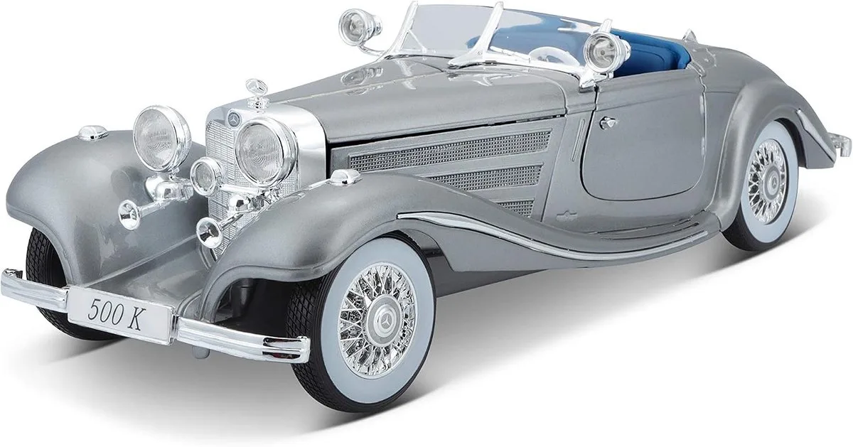 Modelauto Mercedes 500K Special Roadster 1:18 - speelgoed auto schaalmodel de Maisto en Argent – photo du produit