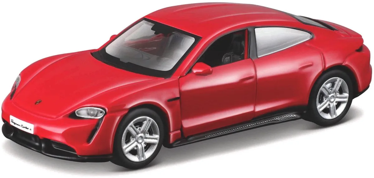 Modelauto - Porsche Taycan - 7,5 x 3,5 cm - schaalmodel van Maisto in Rood – productfoto