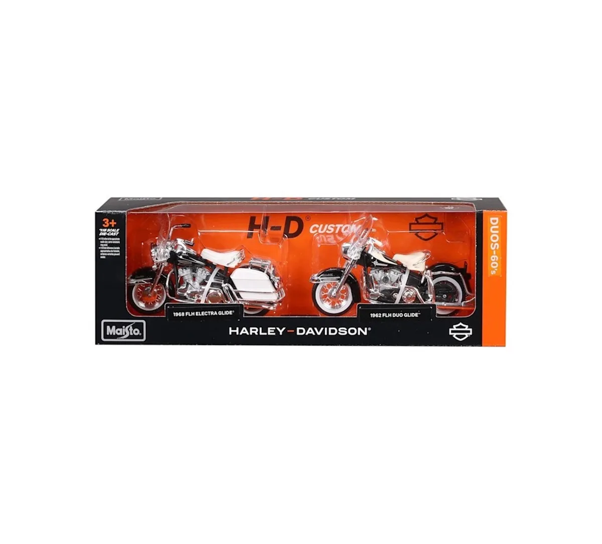 Modelmotorfietsen 1:18 - 60s Electra Glide & Duo Glide de Maisto en Authentieke kleurenschema's – photo du produit