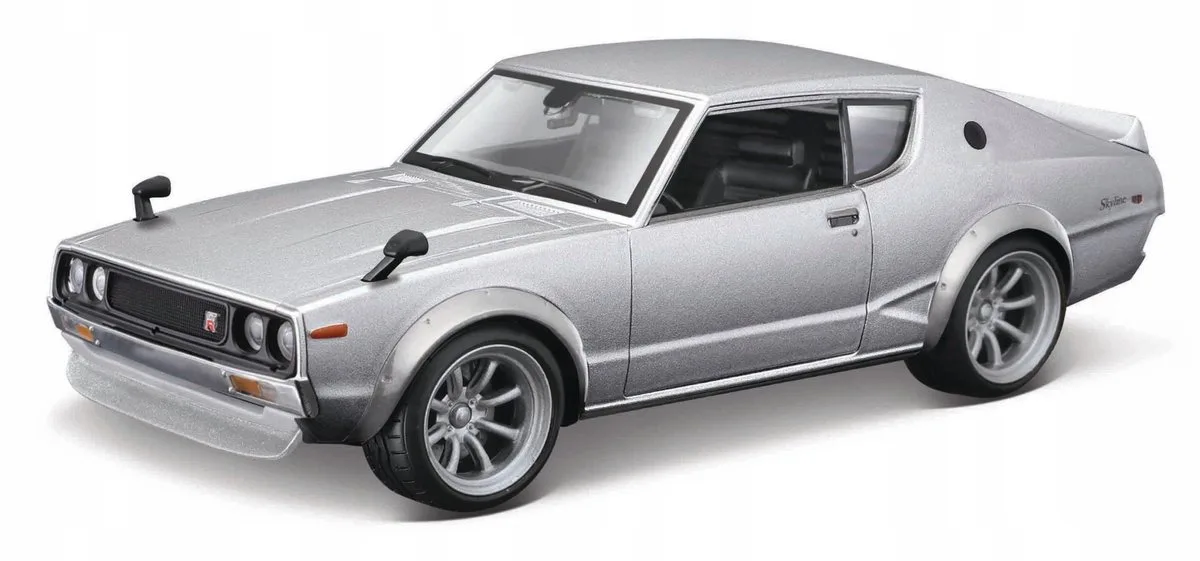 Nissan Skyline 2000 GT-R 1973 1:24 Bouwpakket van Maisto in Zilver – productfoto