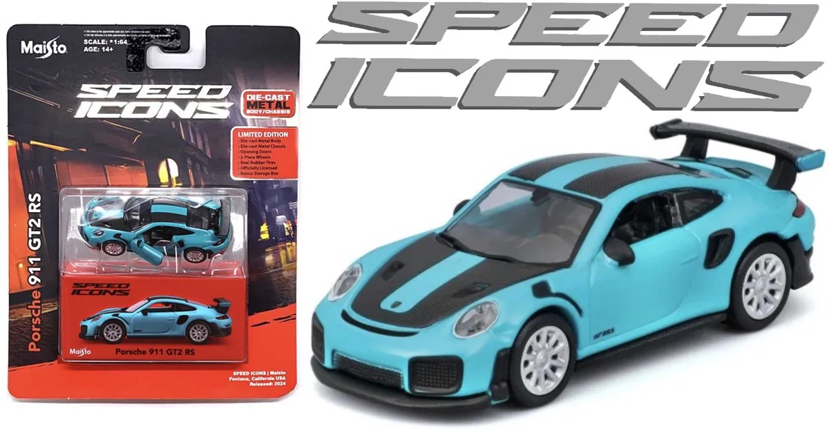 Porsche 911 - Modelauto - Schaal 1:64 de Maisto en Bleu, Noir – photo du produit