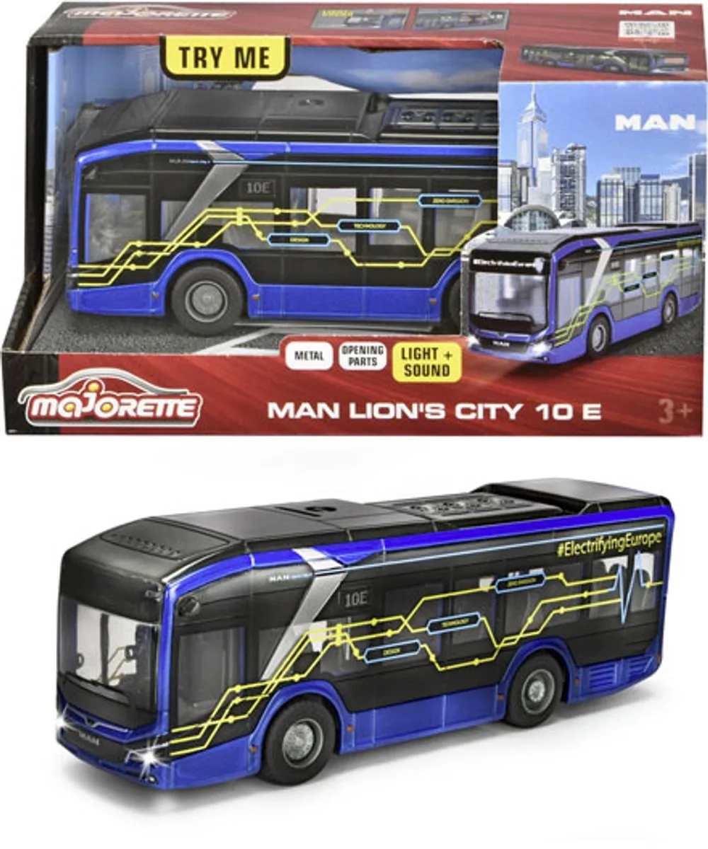 Bus MAN Lions City 10 - E-bus - Vanaf 3 jaar von Majorette in Blau – Produktfoto