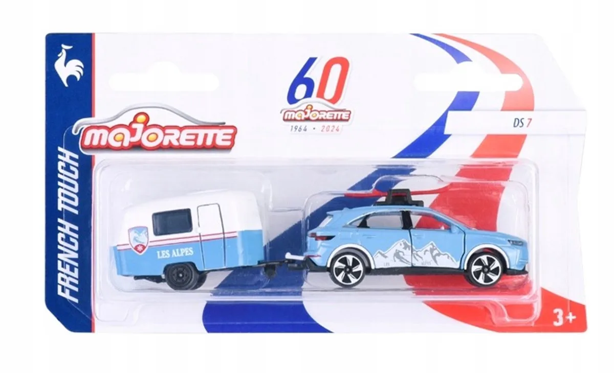 Citroën DS7 met Caravan - Schaal 1:64 van Majorette in Blauw – productfoto
