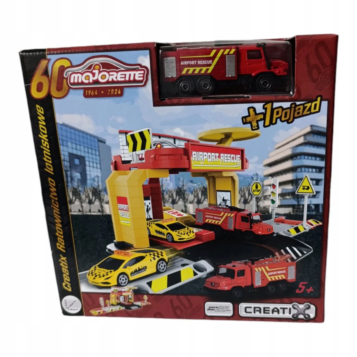 Creatix Luchthaven Reddingspost Speelset met Fireweerauto by Majorette in Yellow – product photo