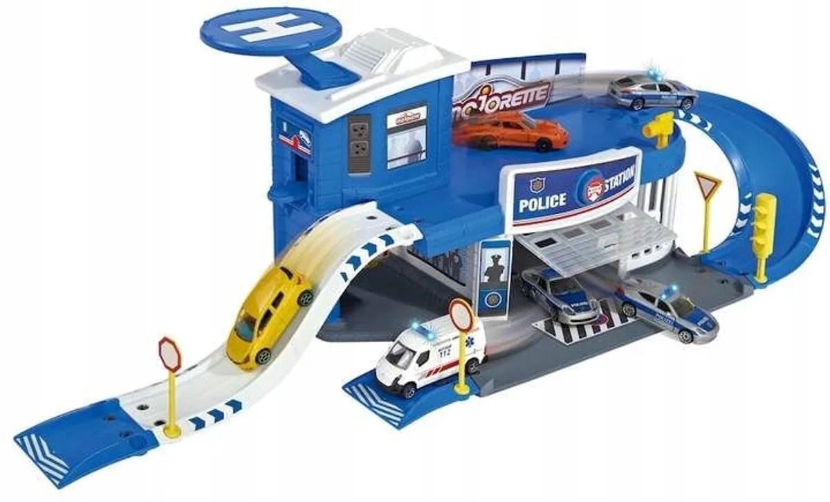 Creatix Politiebureau Parkeergarage met 2 Niveaus by Majorette in Blue – product photo