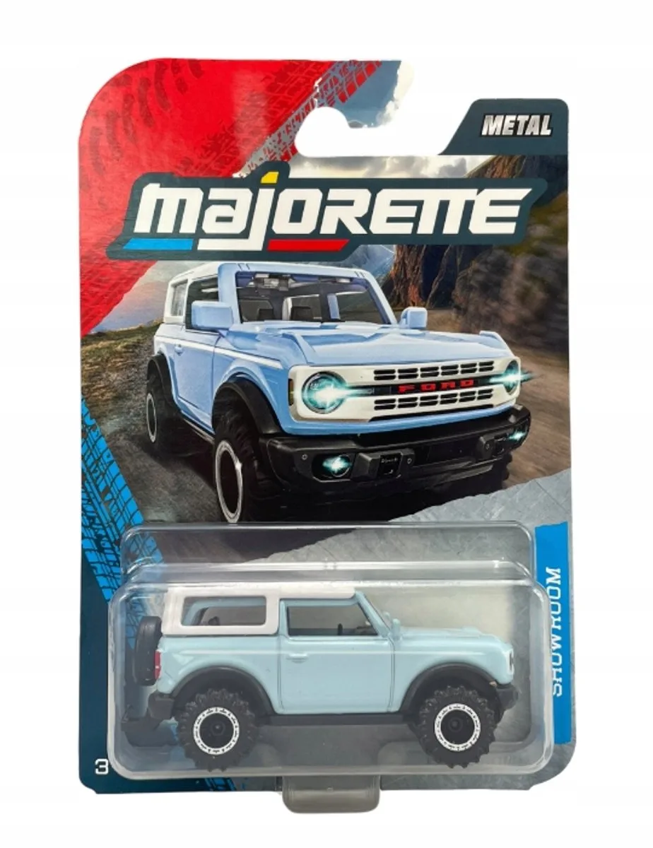 Ford Bronco Metaal 1:64 Model Auto Nieuw van Majorette in Blauw – productfoto