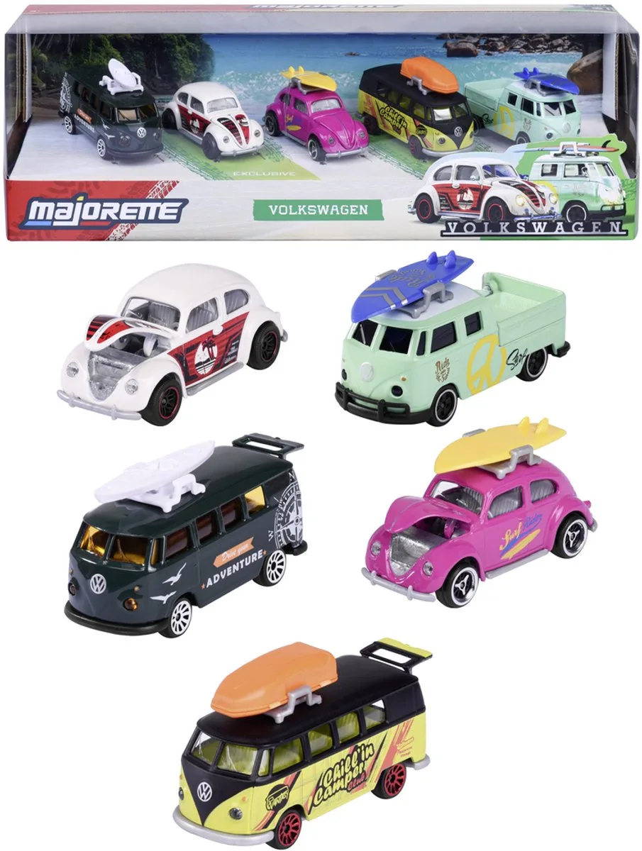 Geschenkdoos 5 modelauto's volkswagen - Diecast metaal - Schaal 1:64 von Majorette in Diverse kleuren – Produktfoto