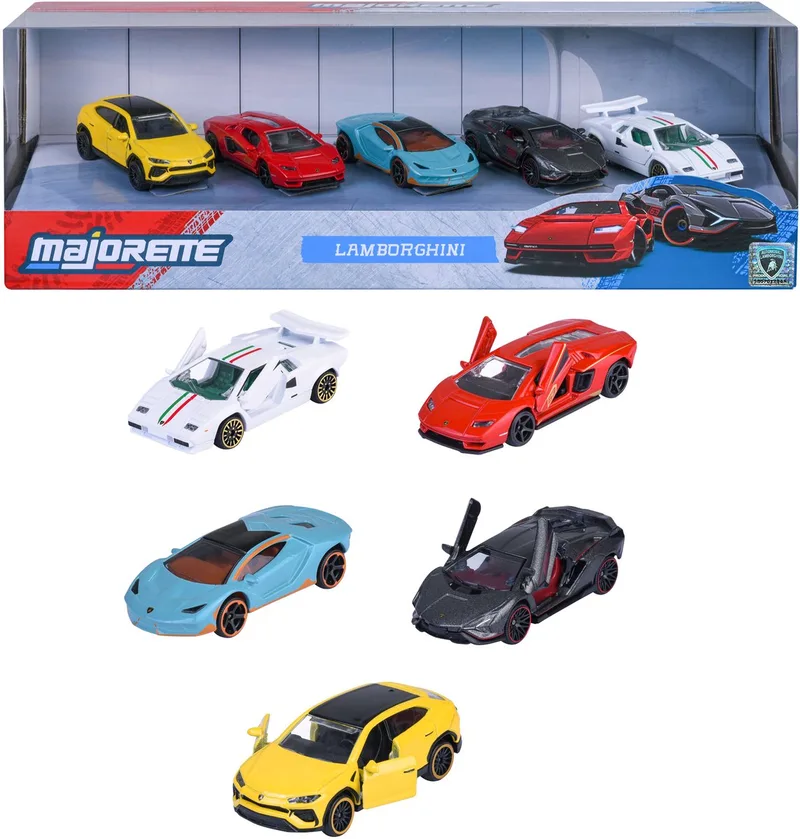 Gift pack Lamborghini 5 stuks - Die cast metaal modelauto - schaal 1:64 - 8502105001 by Majorette in Multicolour – product photo