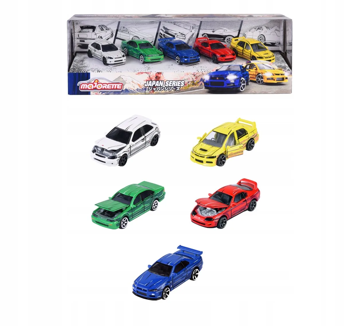 Japan Series 5-pack 1:64 Metal Auto Collectie Nieuw de Majorette en Bleu – photo du produit