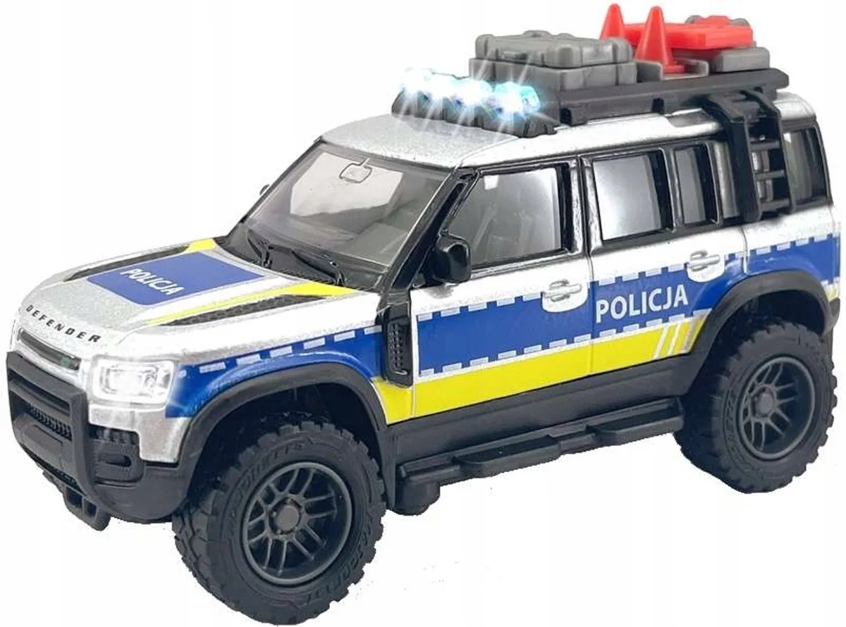 Land Rover Politie Auto met Licht & Geluid (1:43) från Majorette i Silver – produktbild