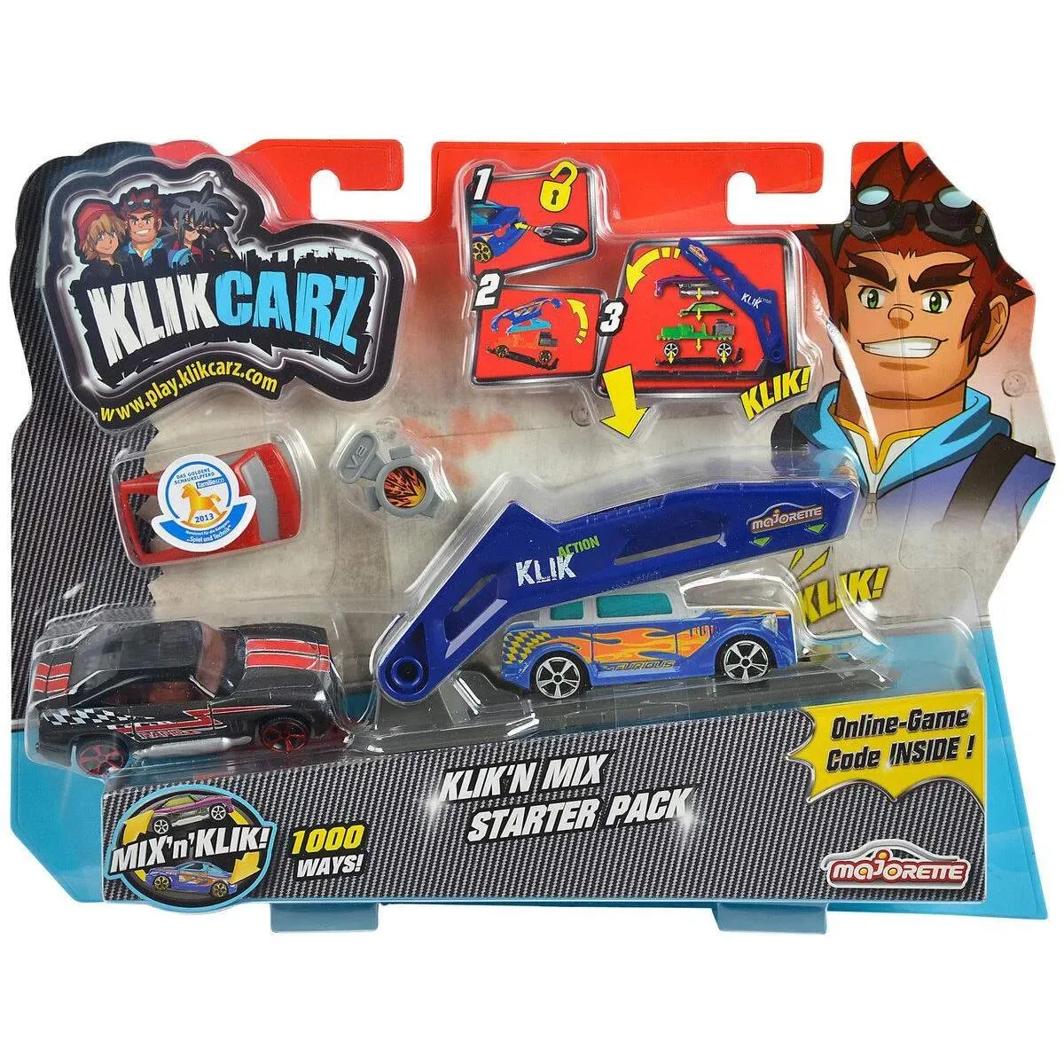 Majorette 212050102 Klikcarz N Mix Starter Pack, 1 Auto 7.5 cm, sortiert fra Majorette – produktbillede