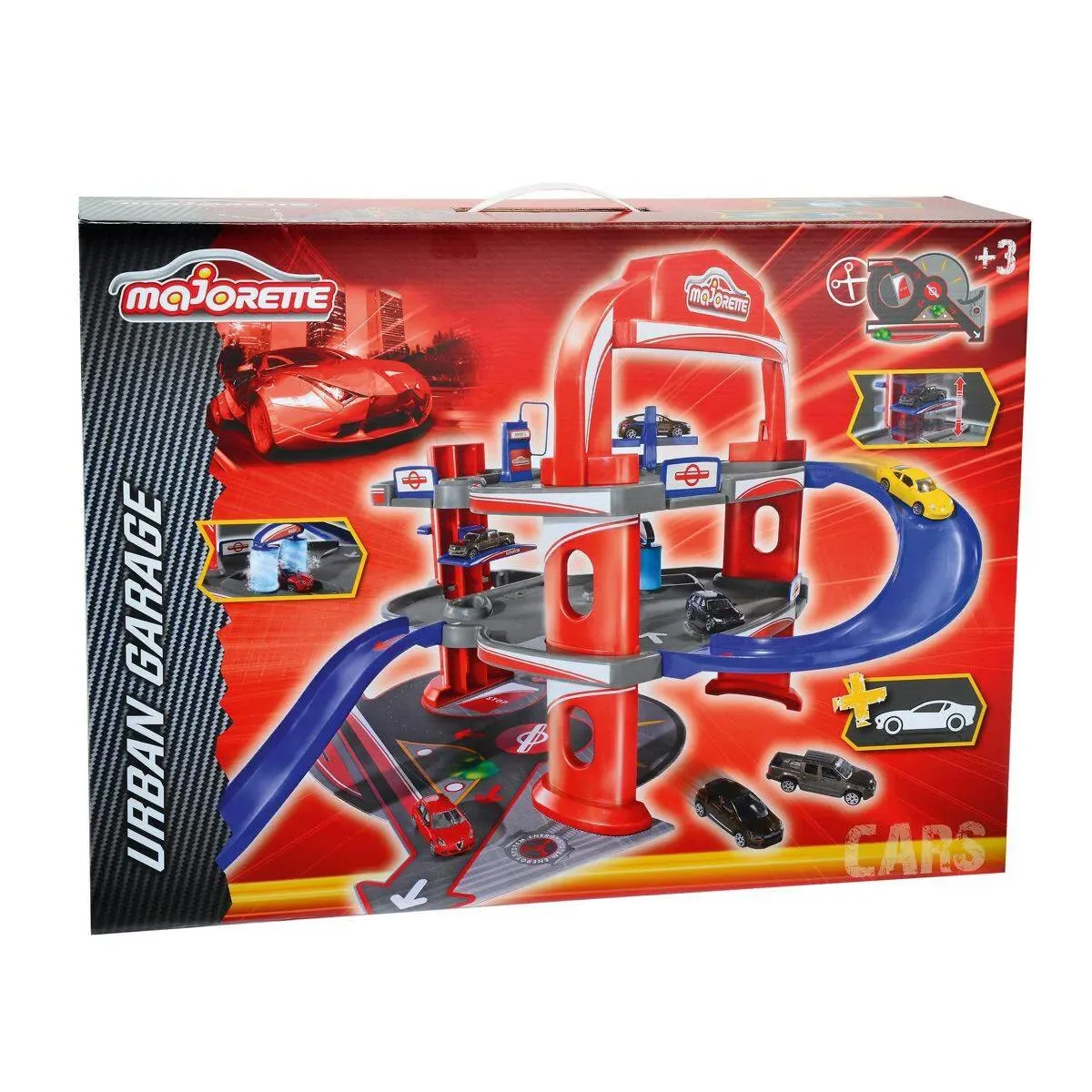 Majorette 212053743 Urban Garage mit 3 Etagen und einem Auto fra Majorette – produktbillede