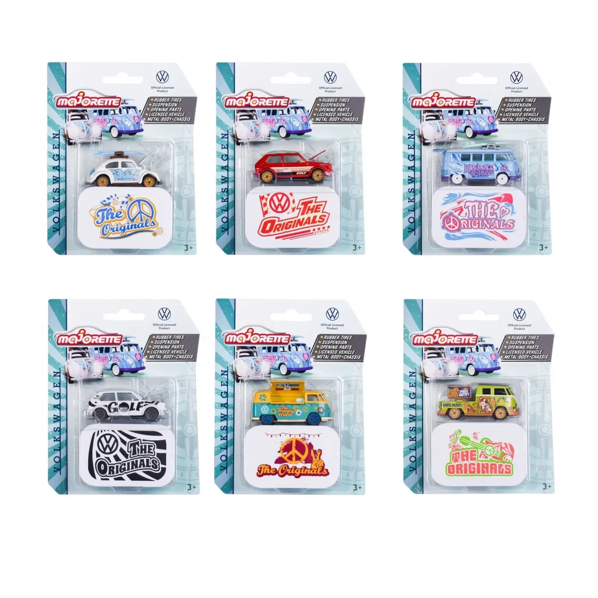 MAJORETTE 212055005 1:64 VW The Originals Deluxe Cars, 6-fach sortiert fra Majorette – produktbillede