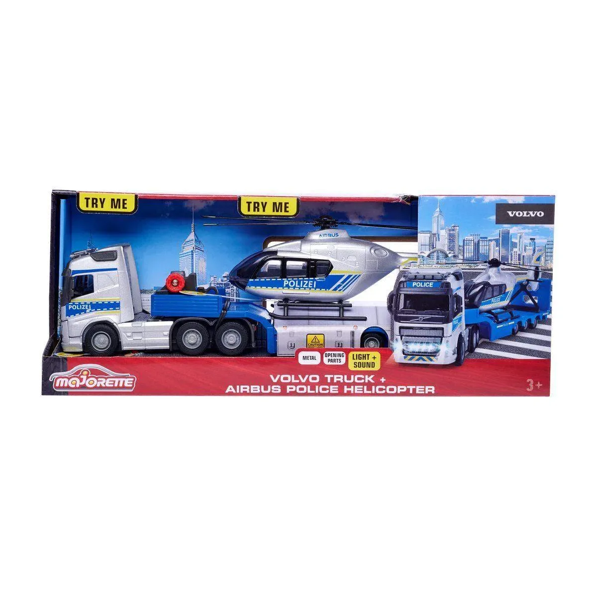MAJORETTE 213716000 Volvo Truck + Airbus Police Helicopter fra Majorette – produktbillede