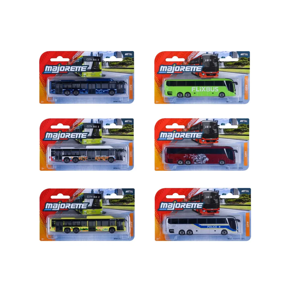 MAJORETTE 8503002002 City MAN Bus, 6-sort. fra Majorette – produktbillede