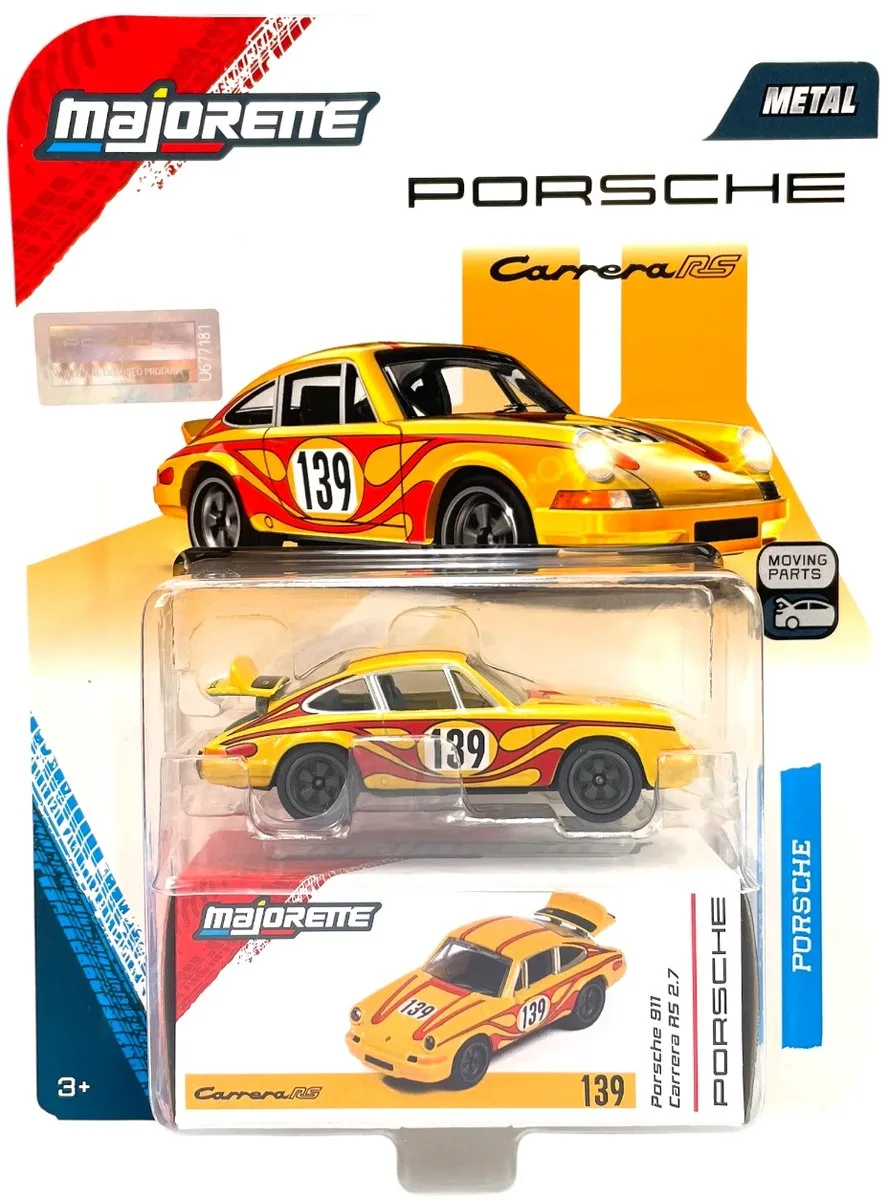 Porsche 911 Carrera RS 2.7 1:64 Model Auto från Majorette i Gul – produktbild