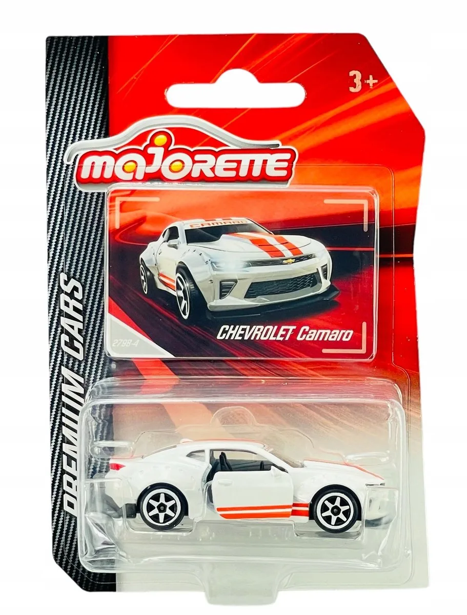 Premium Chevrolet Camaro Wit 1:61 Metaal Model Auto van Majorette – productfoto