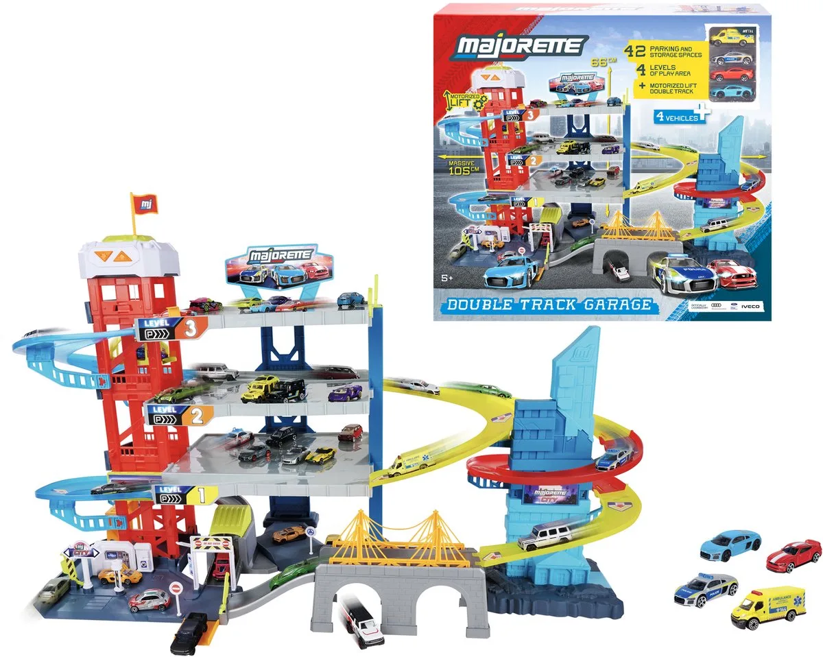 Parkgarage Double Track Garage von Majorette in Blau – Produktfoto