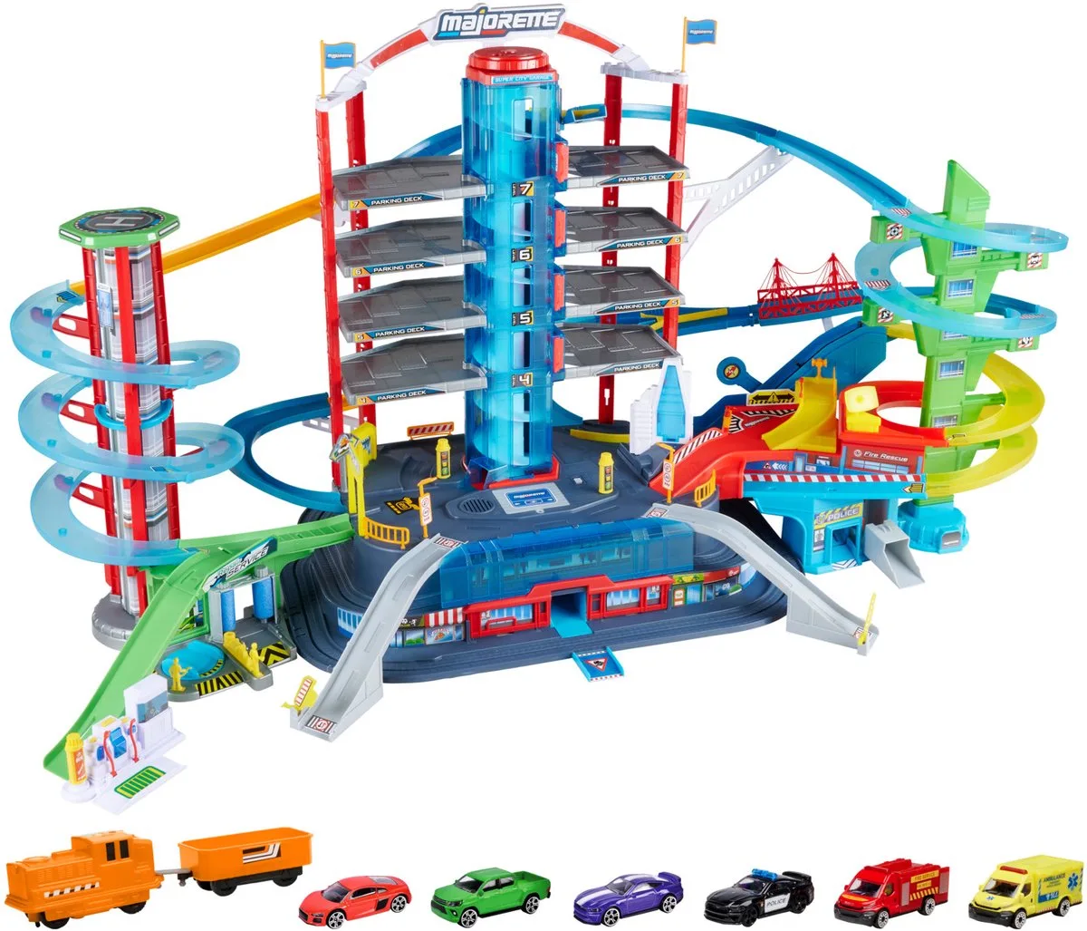 Spiel-Parkgarage Super City, mit Licht und Sound von Majorette in Mehrfarbig – Produktfoto
