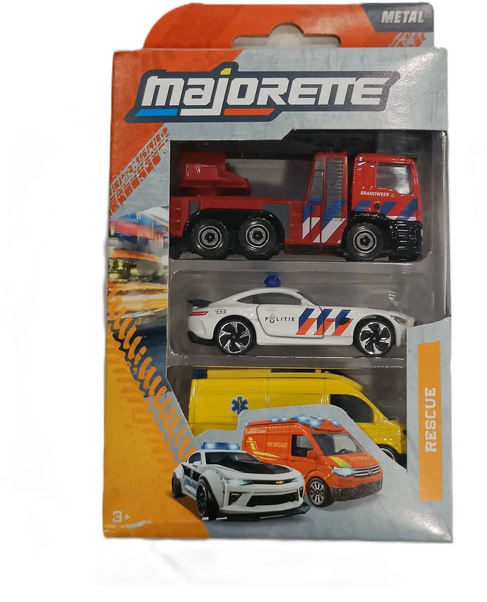 speelgoedvoertuigen SOS - brandweer - Politie - Ambulance - 7,5cm by Majorette in Multicolour – product photo