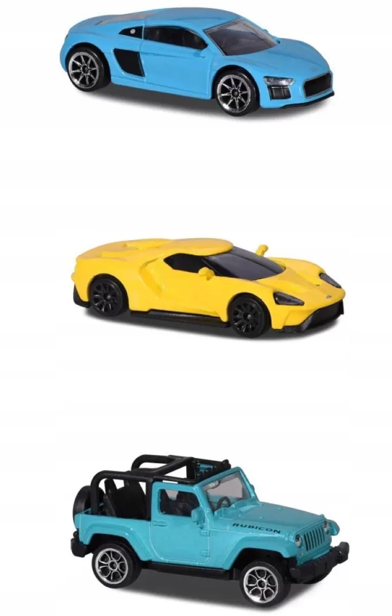 Straatauto's 3-Pack - 3 Verschillende Voertuigen från Majorette i Gul – produktbild