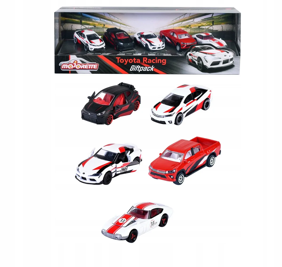 Toyota Racing Giftpack 5-Pack 1:64 - Nieuwe Collectie från Majorette i Röd – produktbild