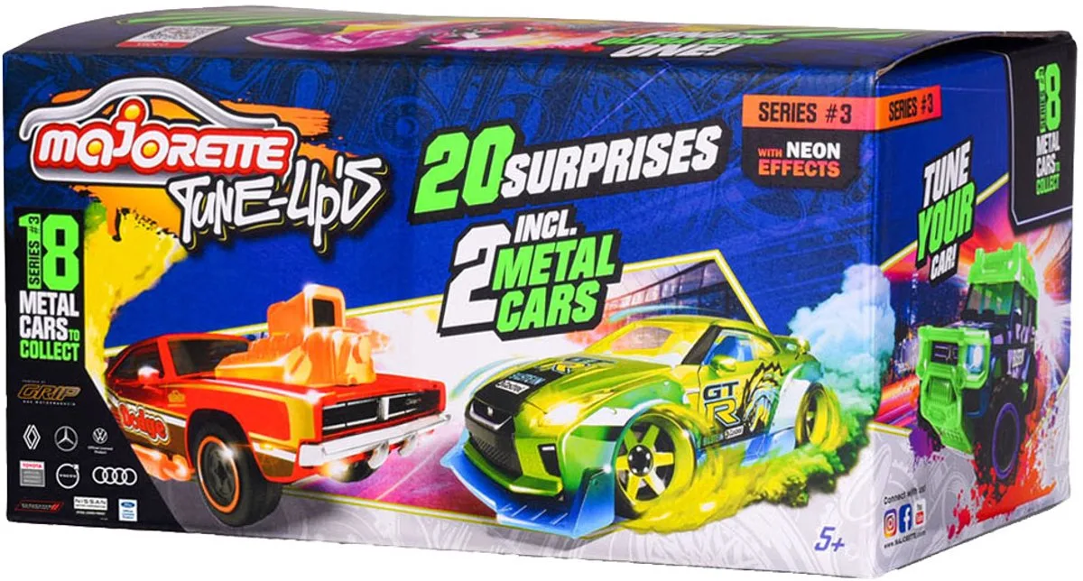 Tune Up's 3 Raceauto's 20 Surprises, Set van 2 de Majorette en Diverse kleuren – photo du produit