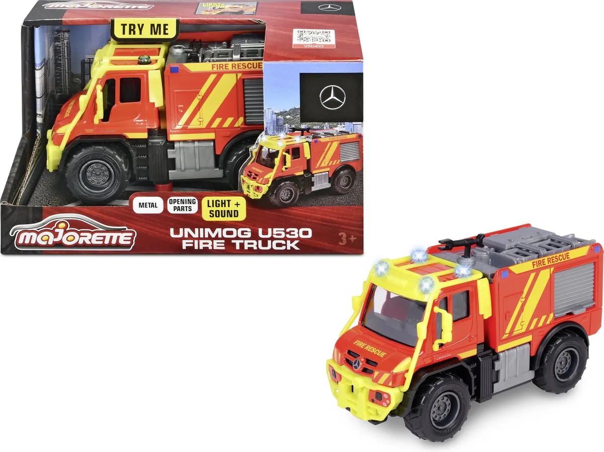 Unimog U530 Fire Truck - Brandweerwagen - Licht en geluid - Vanaf 3 jaar de Majorette en Rouge – photo du produit