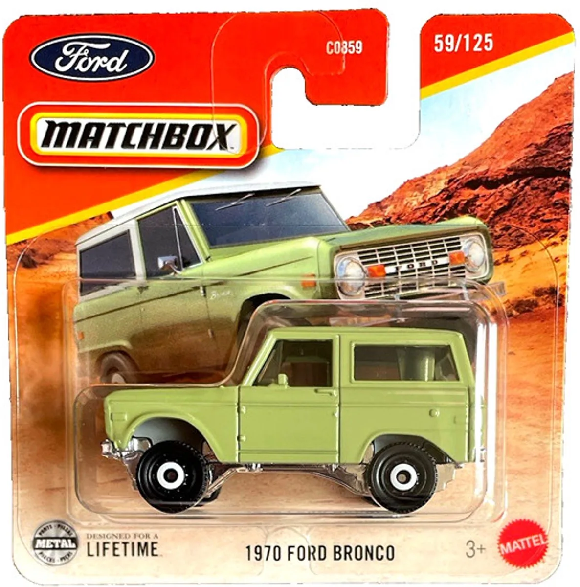 1970 FORD BRONCO GREEN MINT MATCHBOX 1:64 59/125 USA 4x4 SHORT CARD von Matchbox in Mint green – Produktfoto