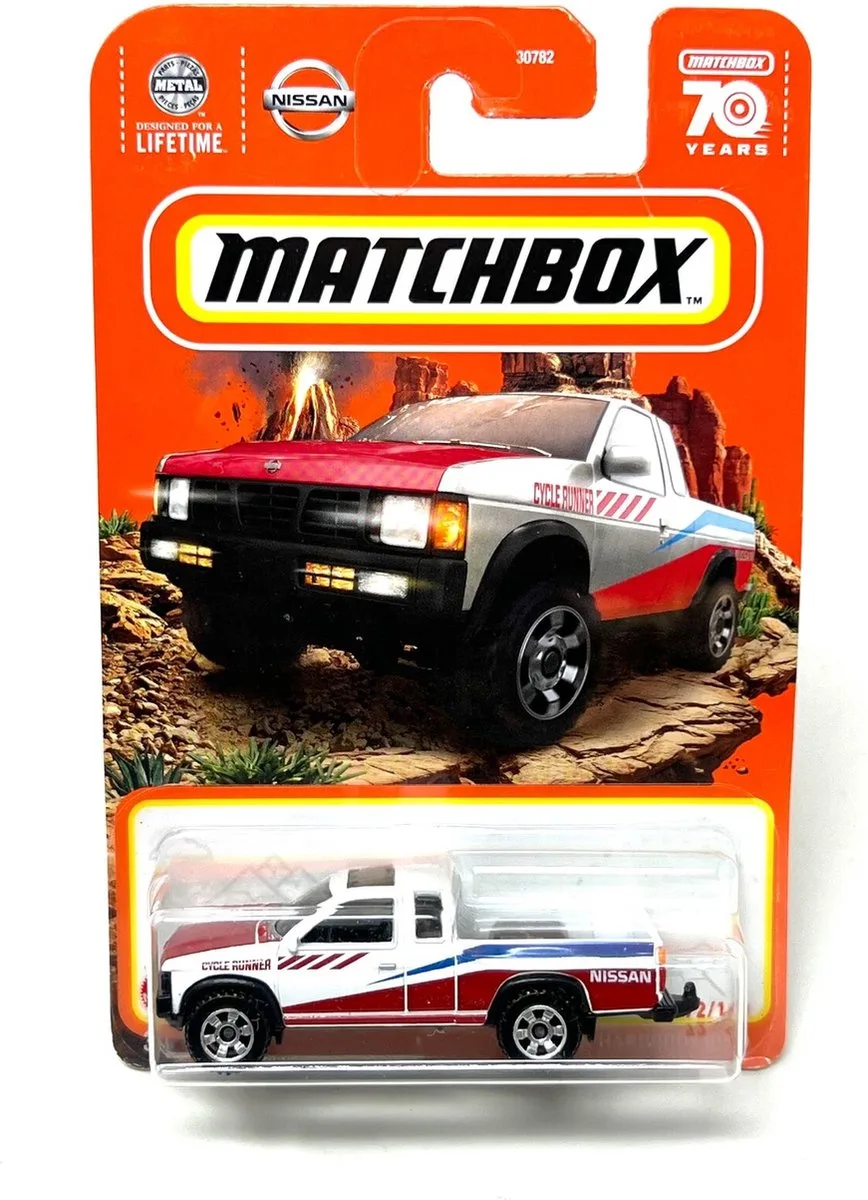 '95 NISSAN HARDBODY 72/100 1:64 (D21) SHORT CARD de Matchbox en Blanc, Rouge – photo du produit