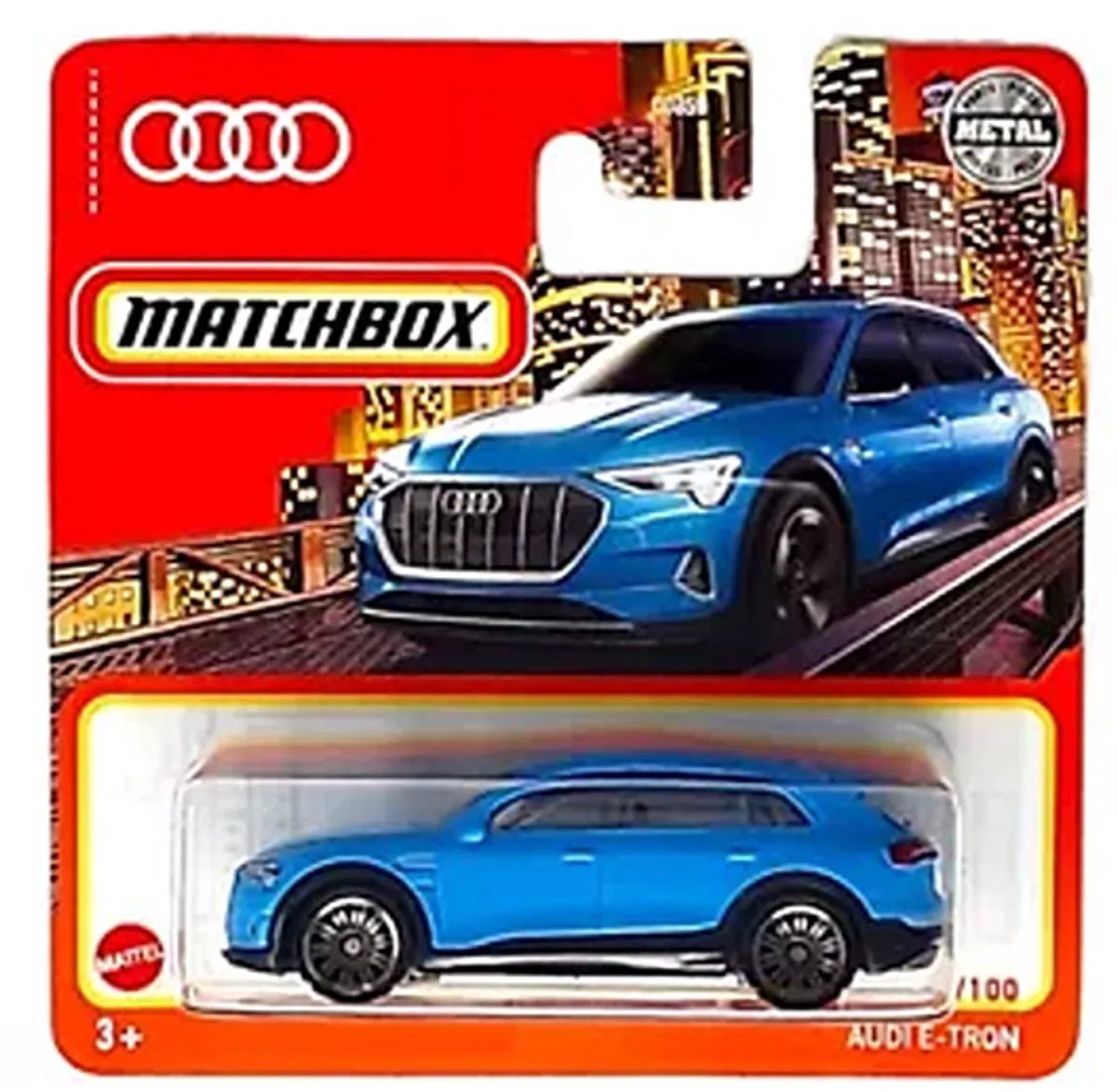 AUDI E-TRON 1:64 77/100 SHORT CARD de Matchbox en Blue sky – photo du produit
