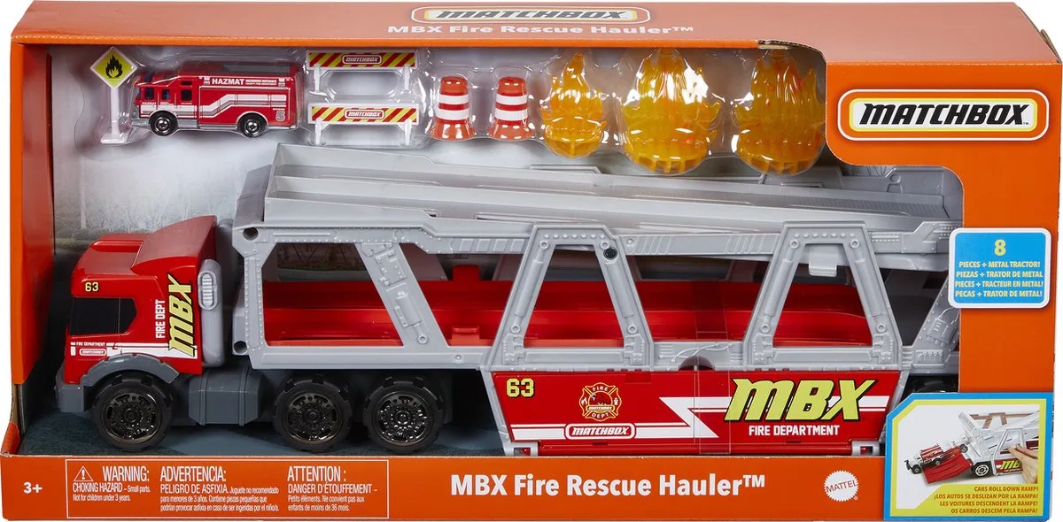 Fire Rescue Hauler - Speelgoedvoertuig van Matchbox in Rood – productfoto