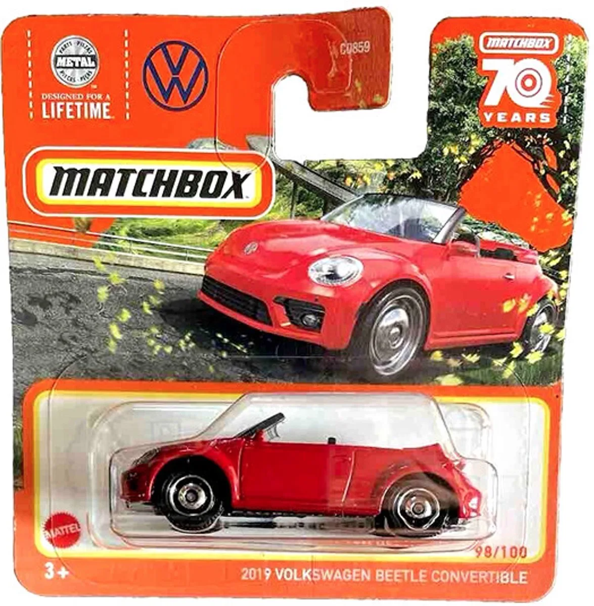 MATCHBOX 2019 VOLKSWAGEN BEETLE CABRIO CONVERTIBLE RED 98/100 1:64 de Matchbox en Red rood – photo du produit