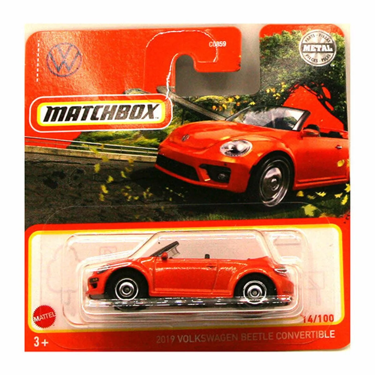 MATCHBOX 2019 VOLKSWAGEN BEETLE CABRIO CONVERTIBLE VW 14-100 HFR73 1:64 METAL SHORT CARD van Matchbox in Orange metalic – productfoto