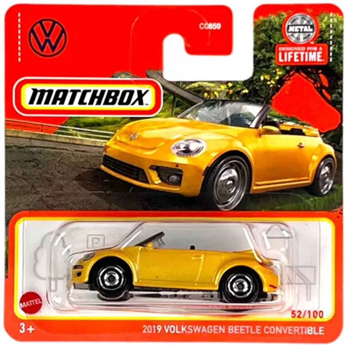 MATCHBOX 2019 VOLKSWAGEN BEETLE CONVERTIBLE 52-100 (1:64) von Matchbox in Gelb – Produktfoto