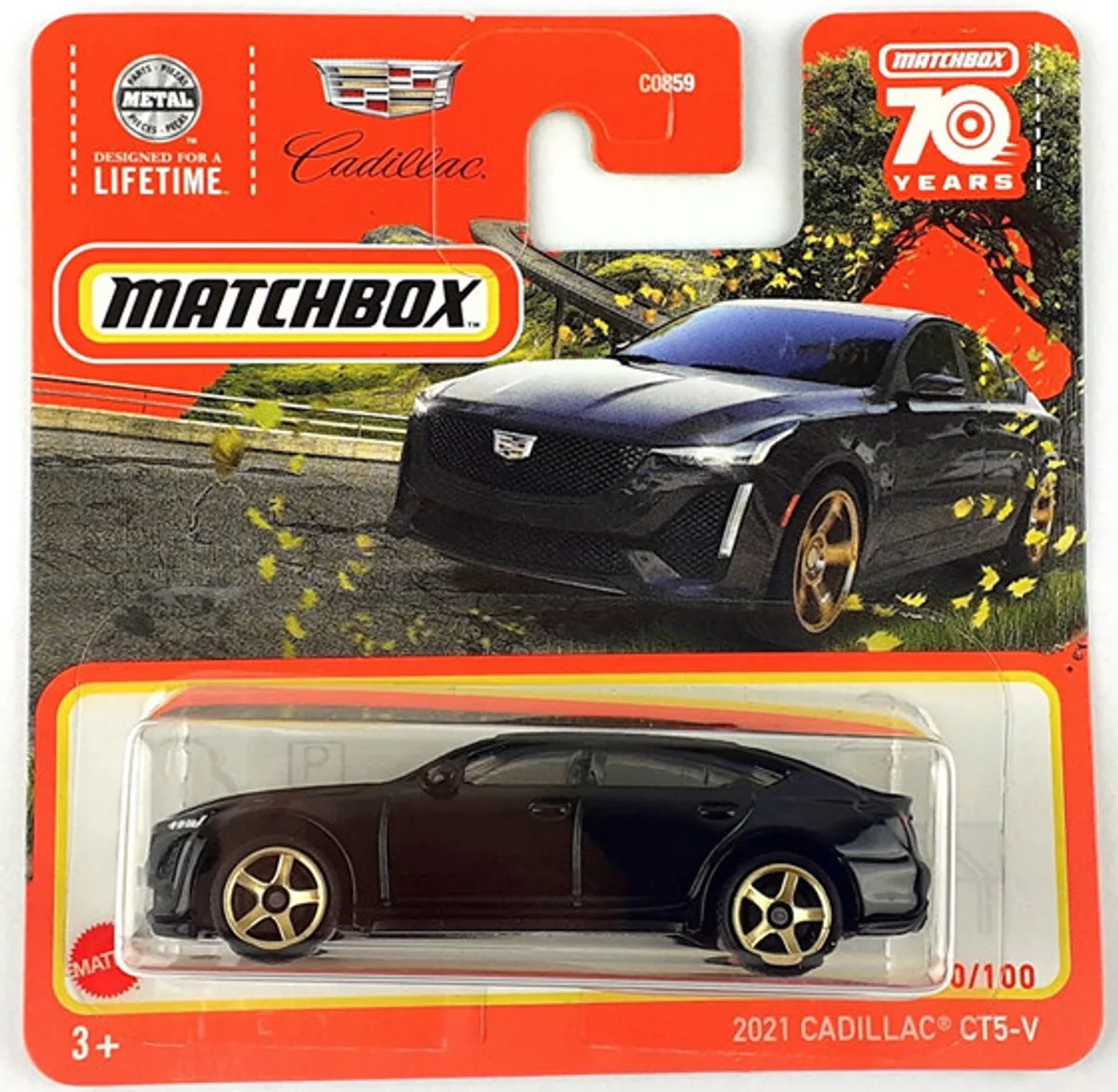 MATCHBOX 2021 CADILLAC CT5-V 30-100 BLACK/GOLD (1:64) SHORT CARD de Matchbox en Black gold – photo du produit