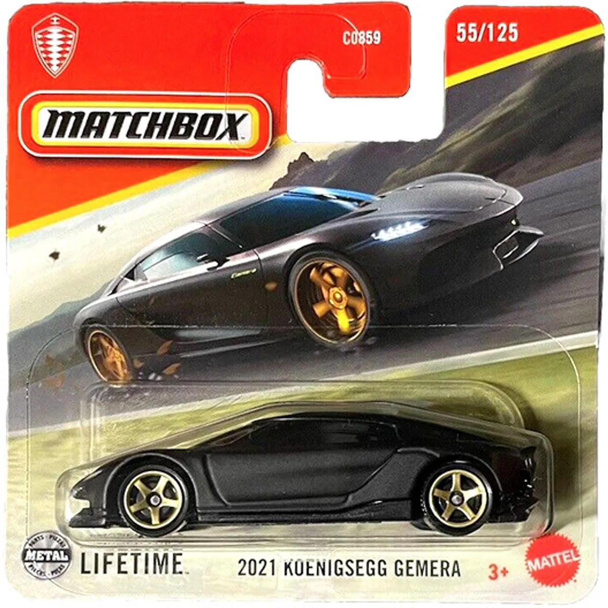 MATCHBOX 2021 KOENIGSEGG GEMERA METAL 55/125 1:64 SHORT CARD de Matchbox en Black matt – photo du produit